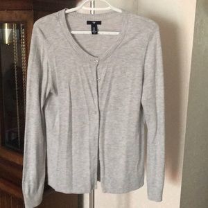 GAP Light Gray Button Up Crewneck Cardigan